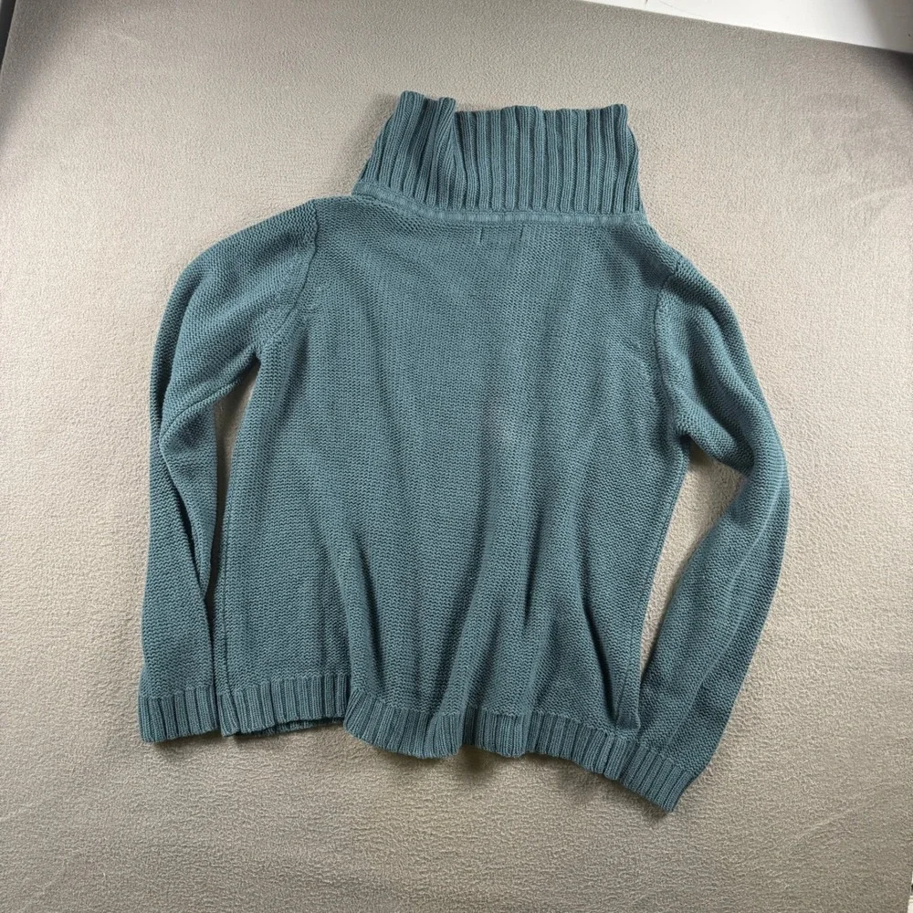 St. Johns Bay Sweater Women XL Teal Cable Knit Shawl Collar Pullover Grandpacore